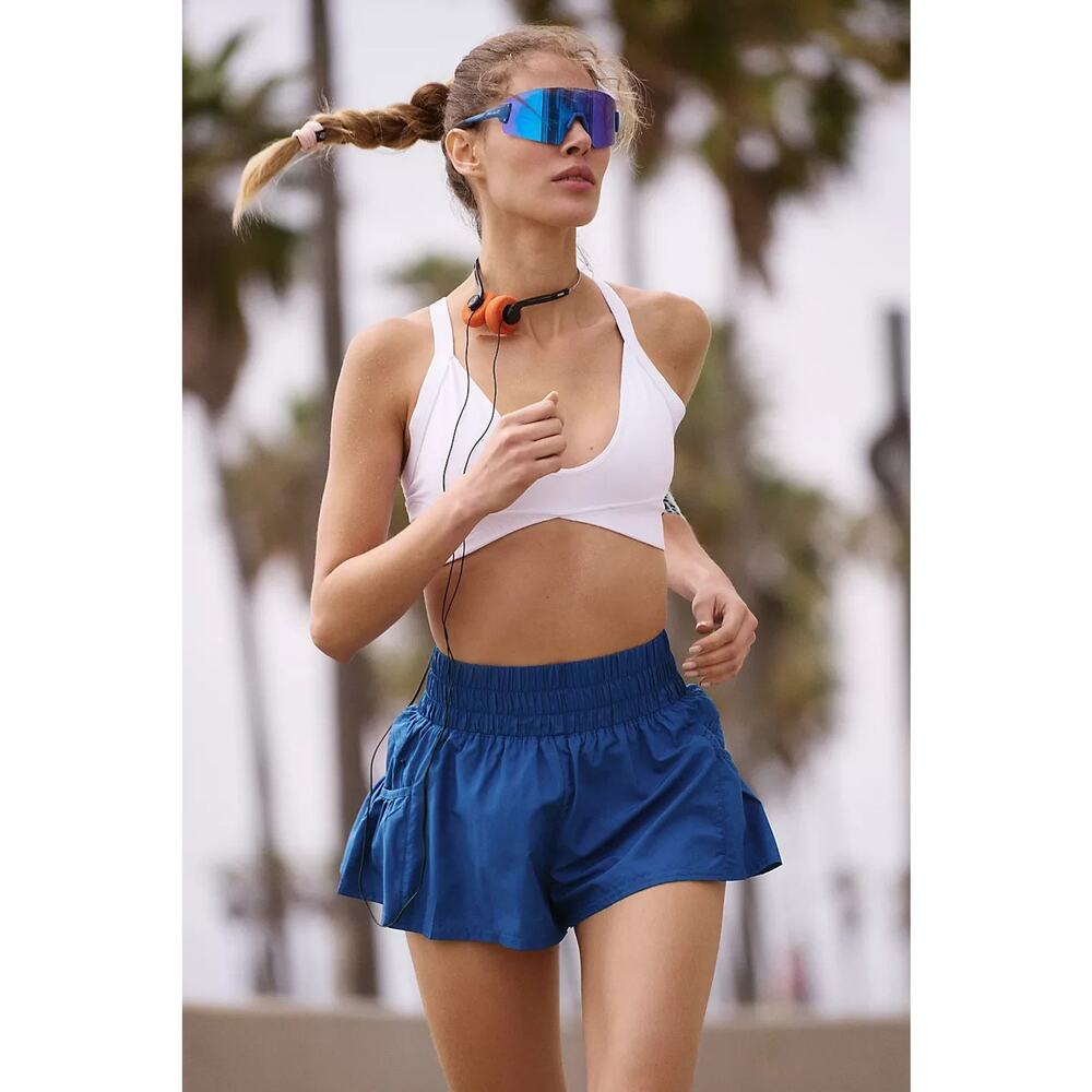 Free People Movement Get Your Flirt On Shorts Mid Atlantic Blue NWT Size Small